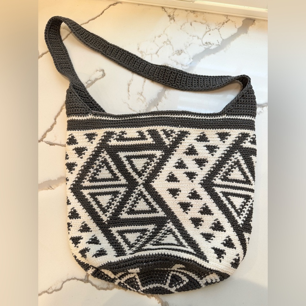 The Sak Black and White Geometric Shoulder Bag